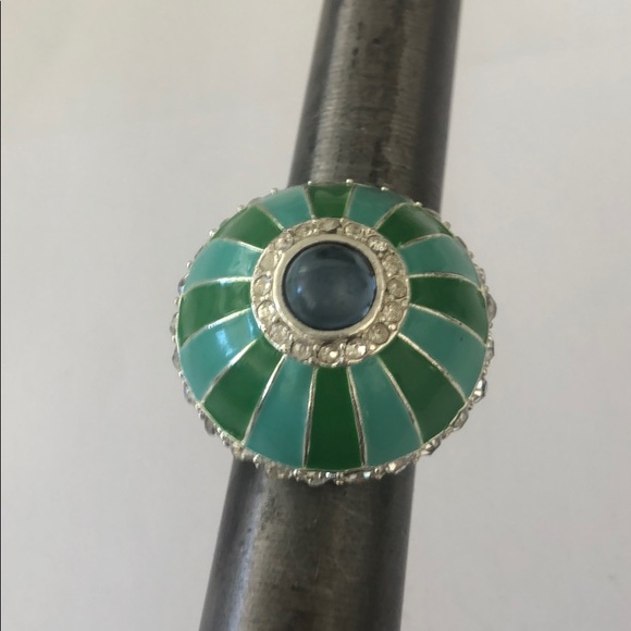 Signed Designer Yosca Large Enamel Dome Ring - Picture 7 of 10